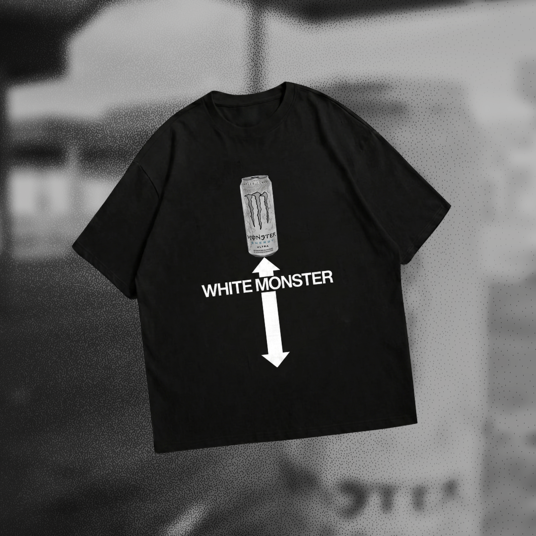 Camiseta Oversized White Monster Meme