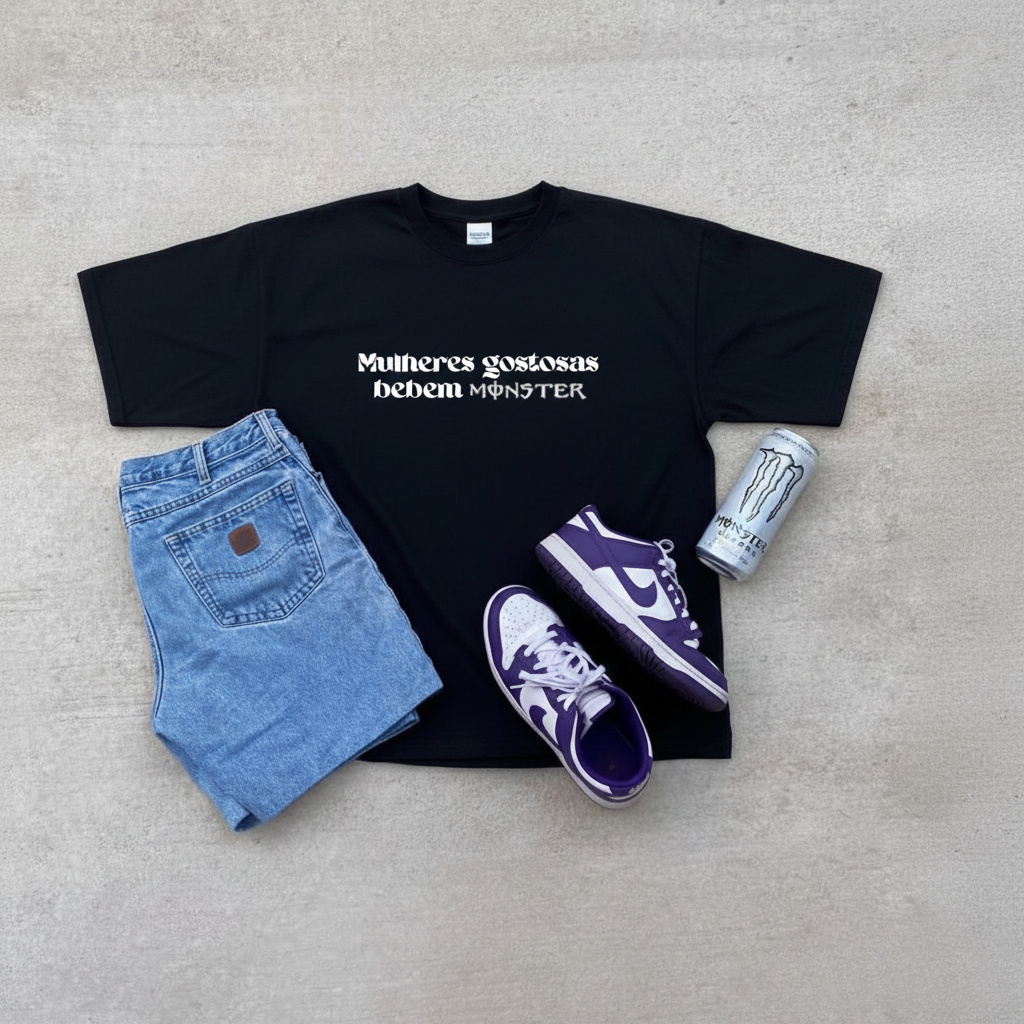 Camiseta Oversized Hot Girls Monster