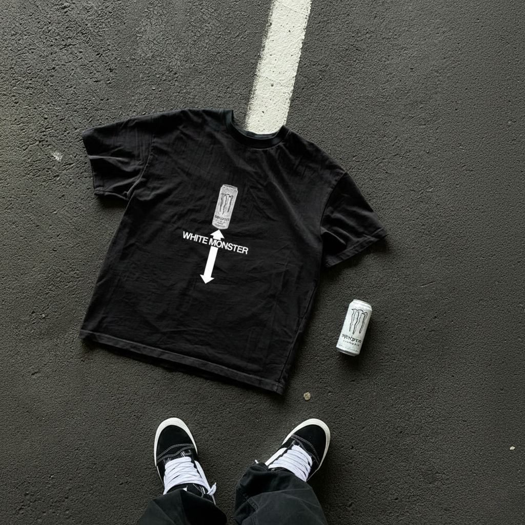 Camiseta Oversized White Monster Meme