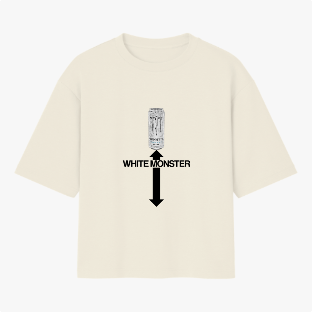 Camiseta Oversized White Monster Meme