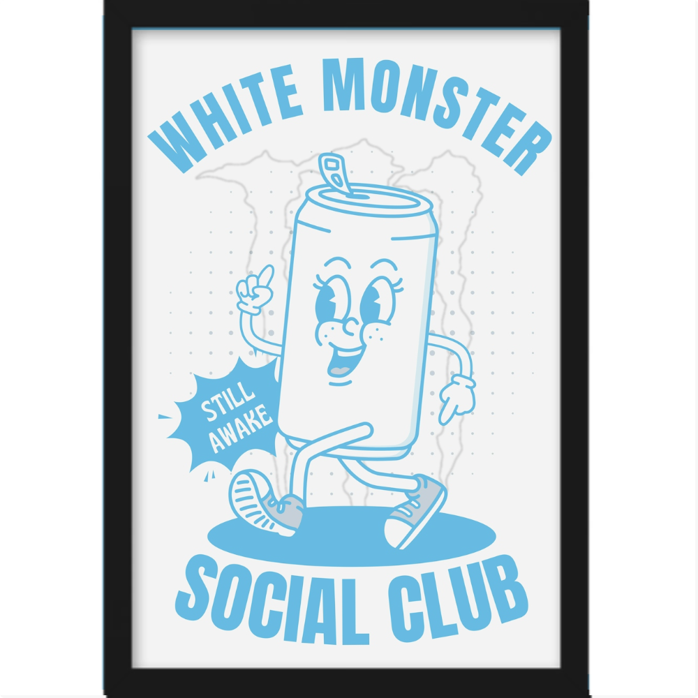 Quadro com Vidro White Monster Social Club
