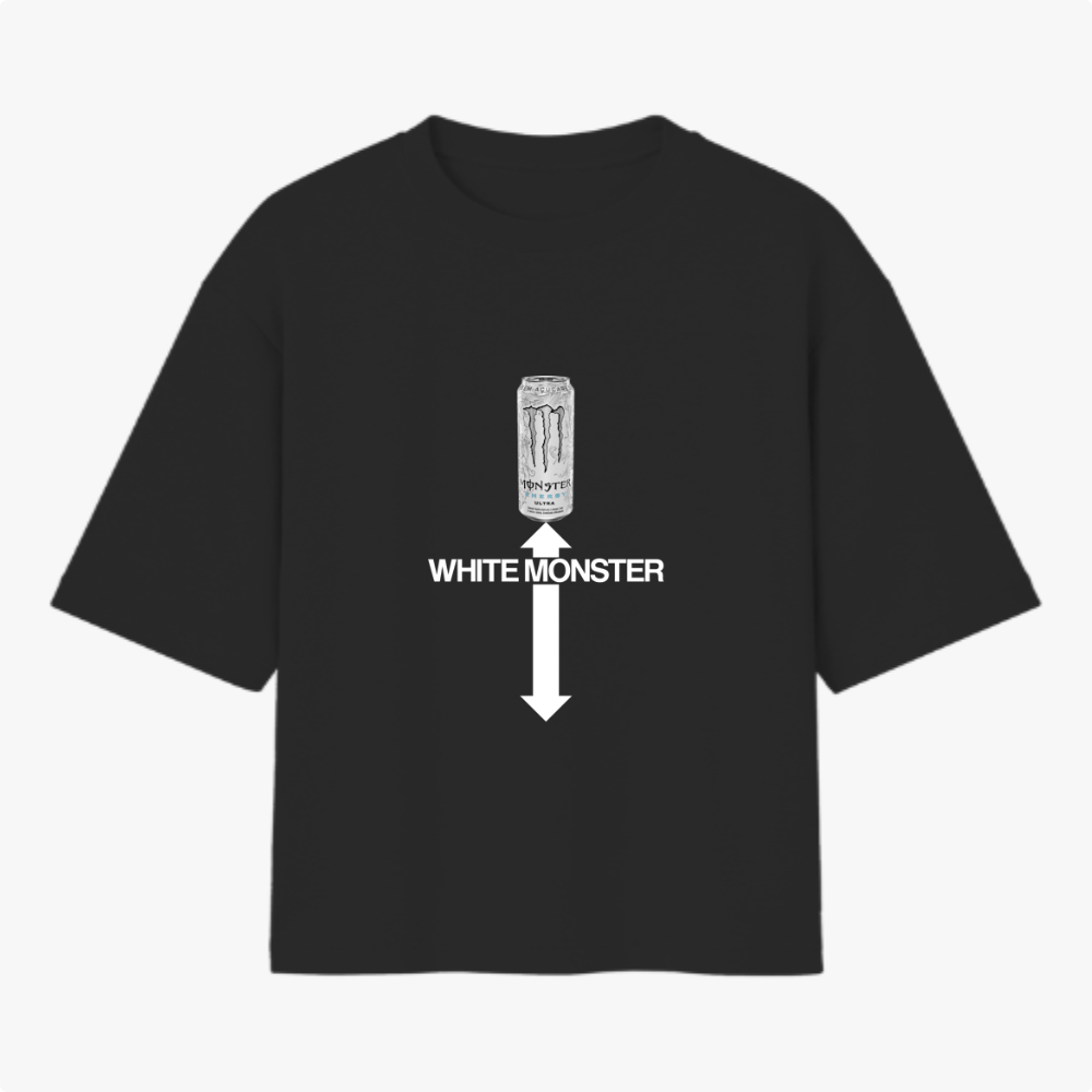 Camiseta Oversized White Monster Meme