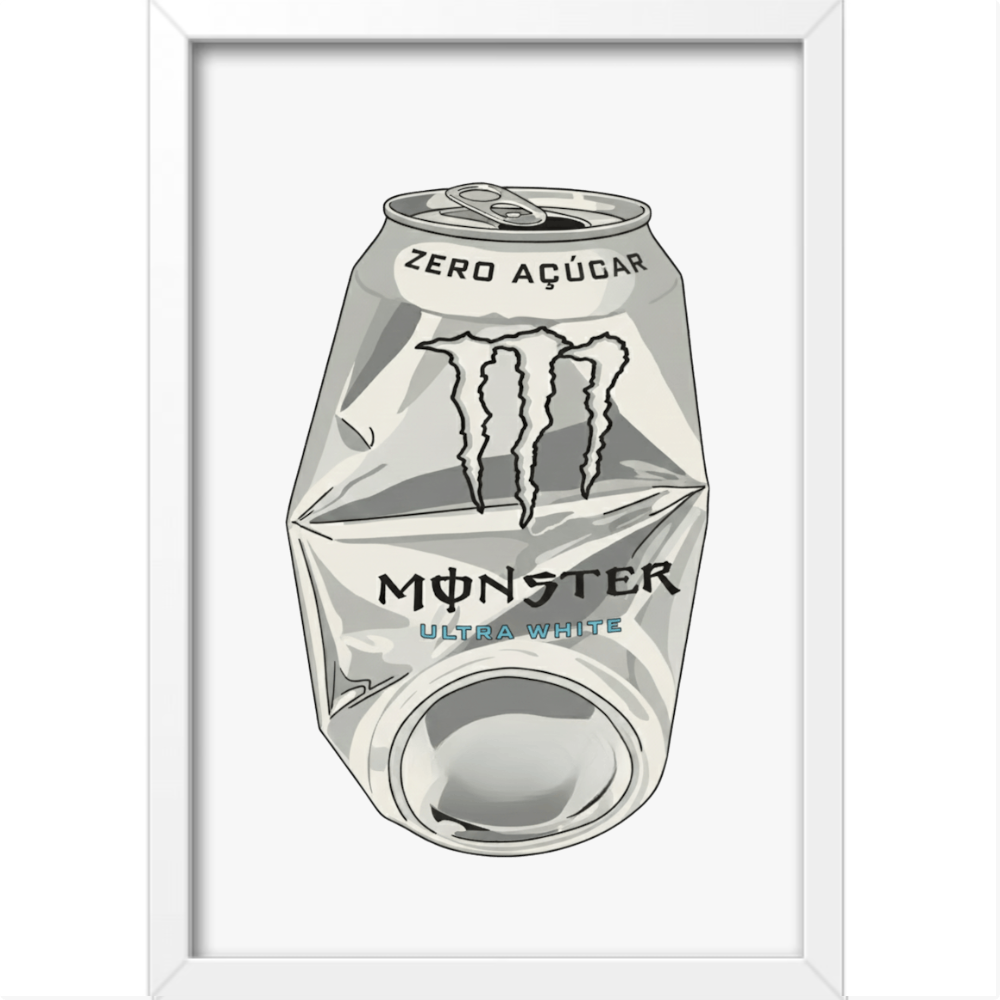 Quadro Lata Monster Branco
